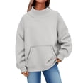 thumbnail image 6 of Womens Mock Neck Sweatshirt Lightweight Maternity Sweatshirt Solid Color Lounge Tops Fall Fashion Must Haves Workout Tops Casual Oversized Sweatshirts Comfort Hoodie Tunic Tops with Pockets Grey, 6 of 7