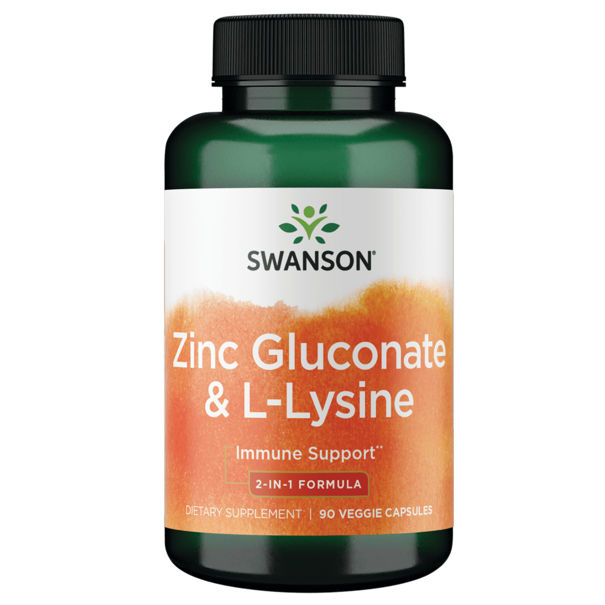 Swanson Zinc Gluconate & L-Lysine - 2-In-1 Formula 90 Veg Caps