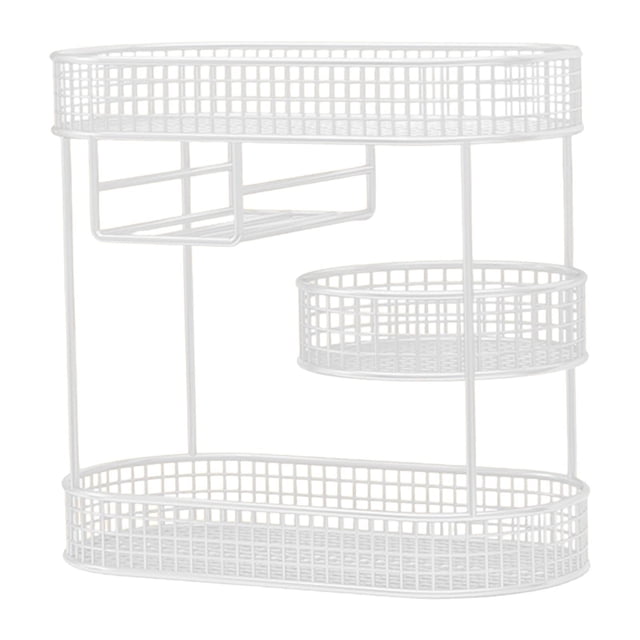 Cesta de frutas de malla de hierro, frutero multiusos, cesta para pan, estante para verduras, fruta Blanco