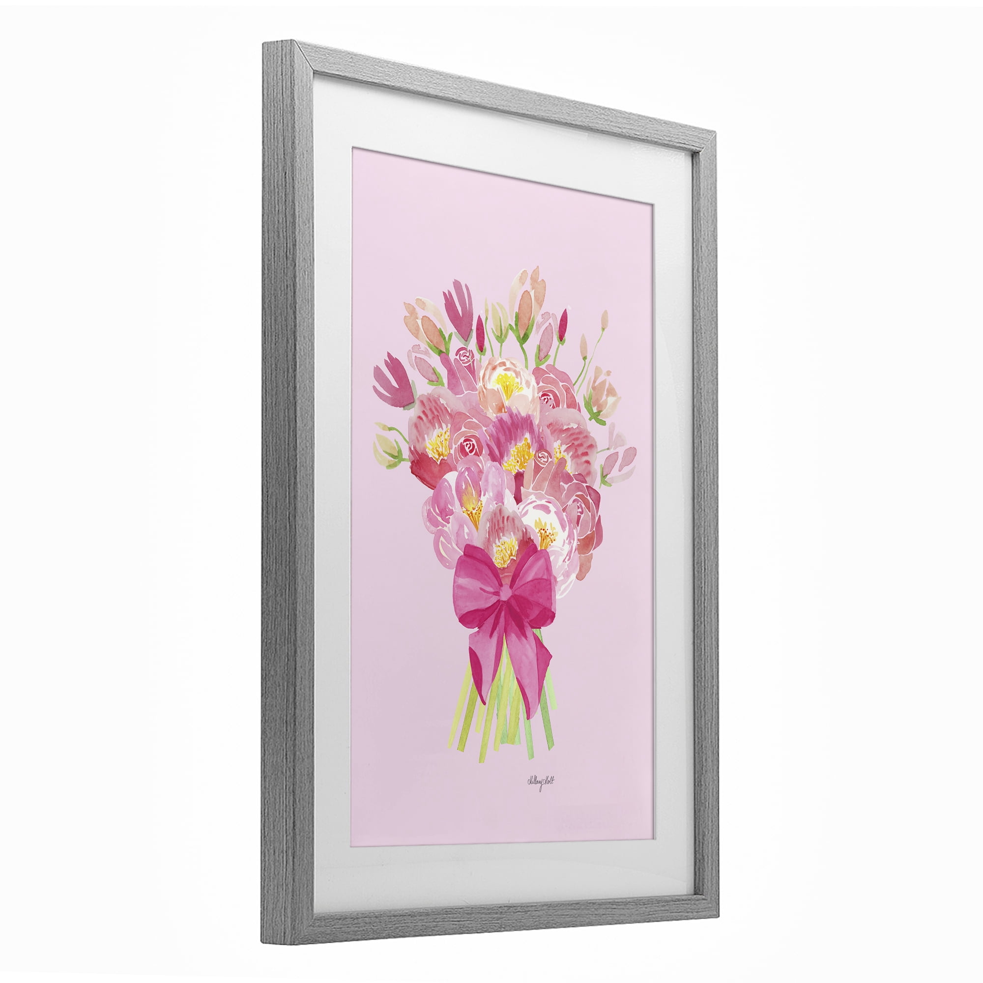 Stupell Industries Romantic Blushing Peonies Gray Framed Print Under Glass, design by Hillary Holt