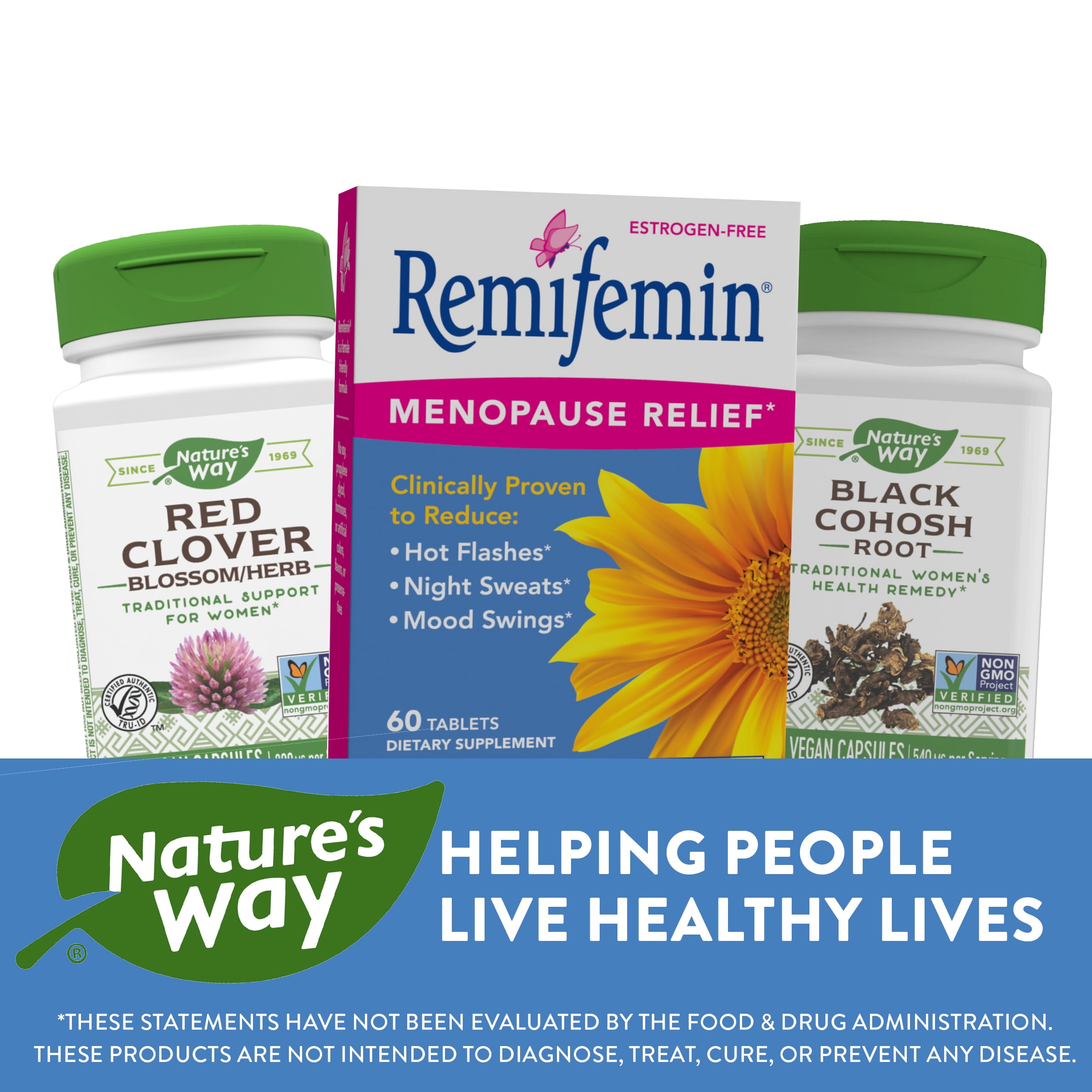 Remifemin Menopause Relief Tablets*, Estrogen-Free Supplement, 60 Count