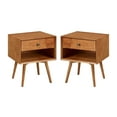 thumbnail image 5 of Mid-Century Caramel Solid Wood Nightstands by Walker Edison, Set of 2, Caramel, 5 of 9