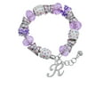thumbnail image 2 of Delight Jewelry Silvertone Small Gelato Script Initial - K - Purple Butterfly Bead Charm Bracelet, 7"+1" Extender, 2 of 5