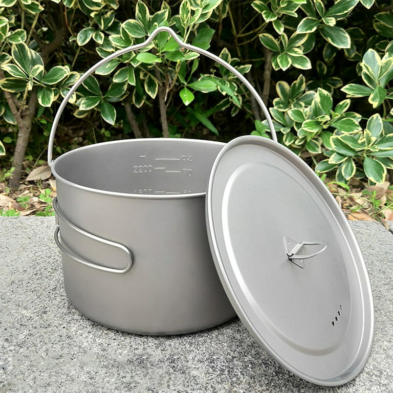 Titanium Cookware Set Titanium Pot Camping Pan 2.8L Pot with 1.1L Pan for  Outdoor Camping Backpacking Hiking Picnic Cooking