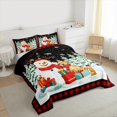 thumbnail image 3 of Homewish Teens Cartoon Snowman Dog Full Size Comforter Sets 3-Piece,Merry Christmas Bedding Comforter Set,Geometric Plaid Lightweight Bedding Sets,Luxury Bedroom Decor,Reversible, 3 of 8