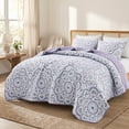 thumbnail image 3 of Regency Heights King Quilt Set, 3-Piece Reversible Bedspread Coverlet Set, Purple Quilted Bedding Set with Shams for All Season, 3 of 10