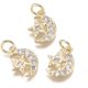 thumbnail image 1 of 2 dijes de luna con estrella, dijes de latón con micro pavé de circonitas cúbicas y anilla de unión, chapados en oro de 18 quilates transparentes., 1 of 2