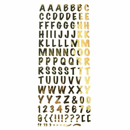 Foil Embossed Scrapbook Stickers - Alphabet Letters Caps Fancy Foil Stickers, Gold, 3/4-Inch, 107-Count