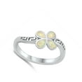 thumbnail image 4 of CHOOSE YOUR COLOR Greek Key Cutout Flower Ring .925 Sterling Silver Band White CZ Female Size 9, 4 of 4