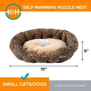 K&H Pet Products Self-Warming Nuzzle Nest Pet Bed Leopard/Tan 19 Inches