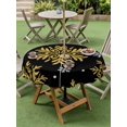 thumbnail image 3 of Outdoor Tablecloth with Umbrella Hole and Zipper, Black Christmas Round Table Cloth 54 Inch Waterproof Tablecloth, Winter Xmas Snowflakes Textured Picnic Table Cover for Patio Camping, 3 of 7