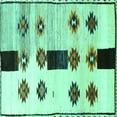 thumbnail image 1 of Ahgly Company Machine Washable Indoor Square Southwestern Turquoise Blue Country Area Rugs, 8' Square, 1 of 4