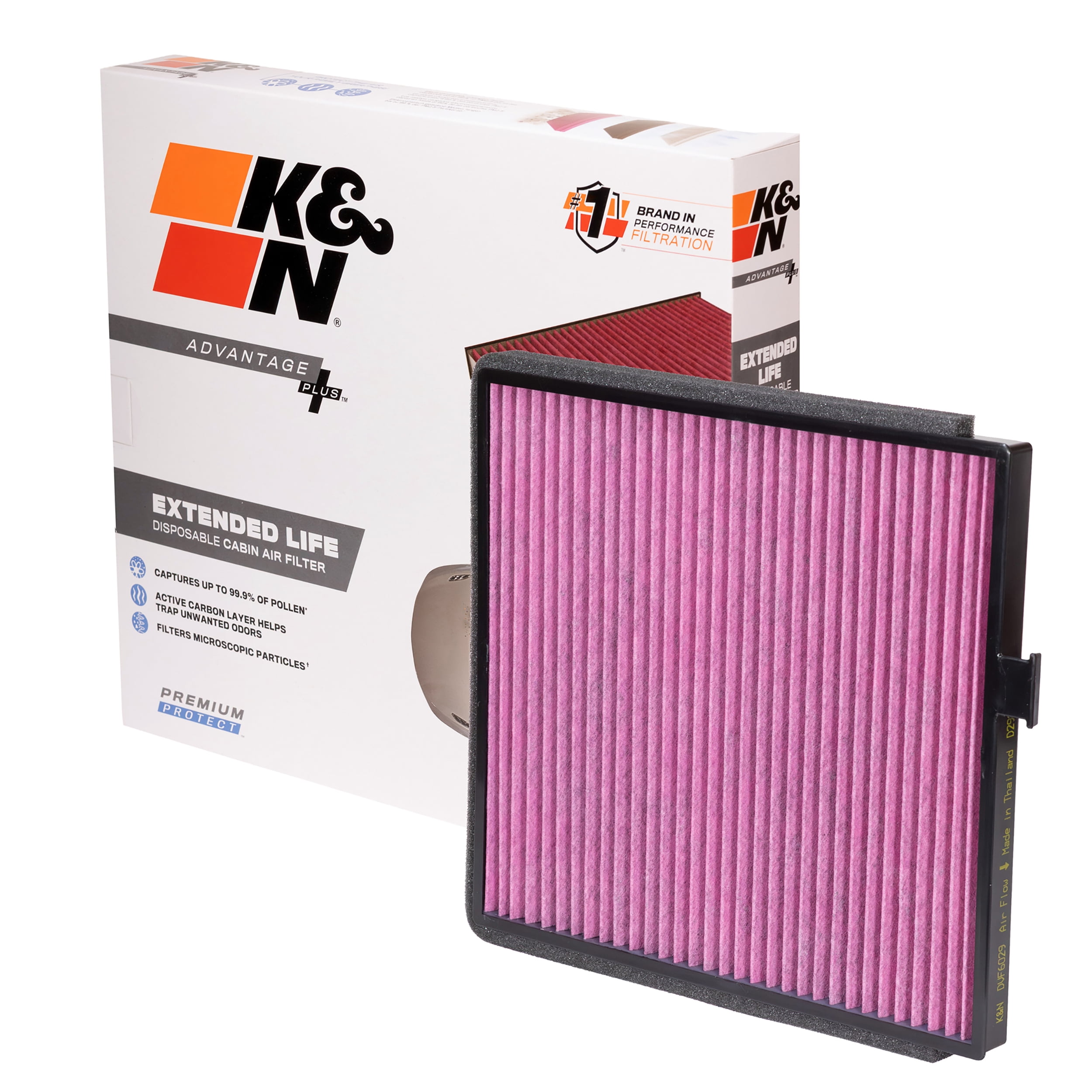 K&N Advantage Plus Cabin Air Filter: Extended Life Disposable, Easy Installation, Cleaner Air Inside Vehicle, DVF6029