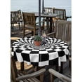 thumbnail image 2 of Outdoor Tablecloth with Umbrella Hole for Patio/Picnic/Party/Camping, Black White Checkered Waterproof Table Cloth Round Cover Washable, Modern Abstract Art (Dia 60"), 2 of 9
