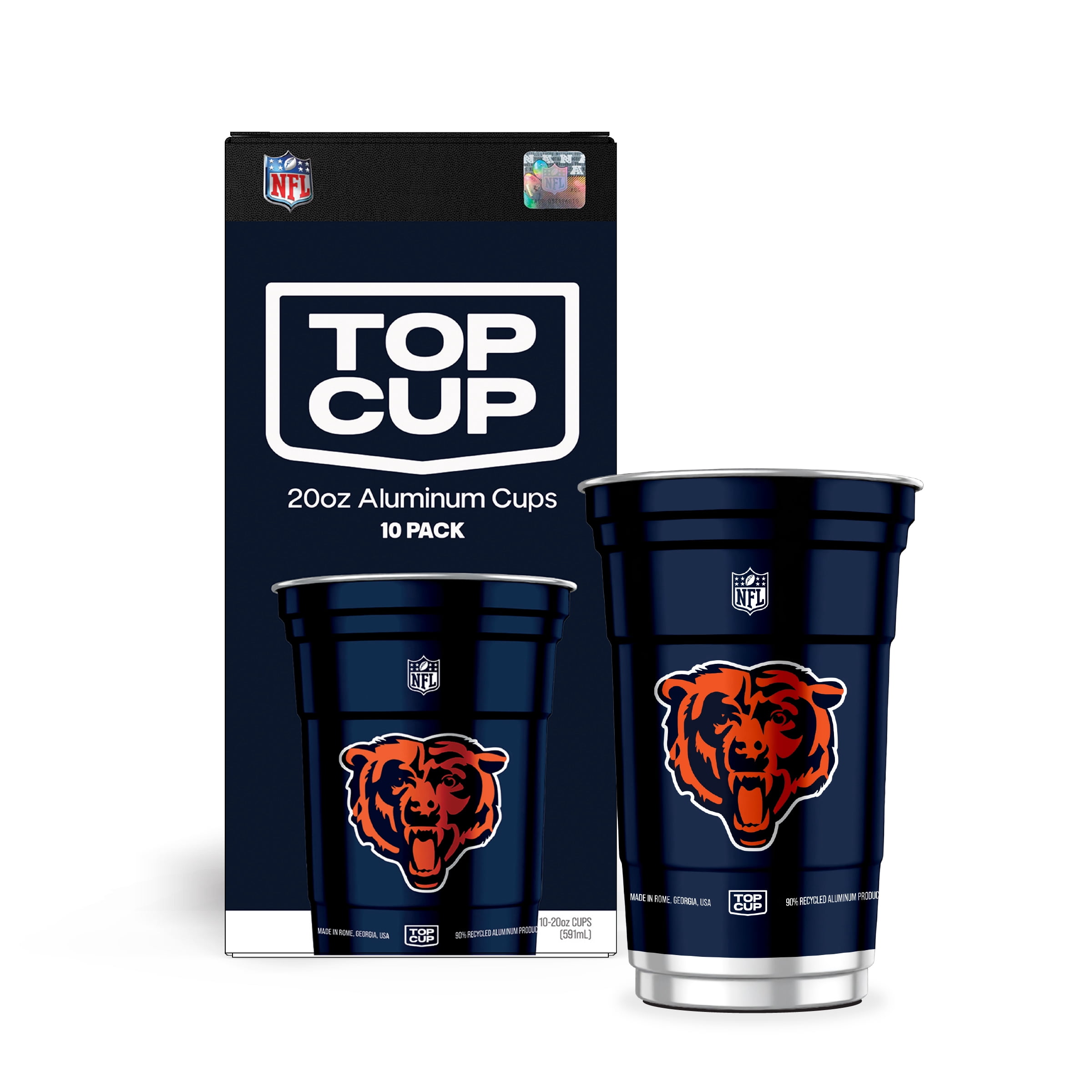 Top Cup NFL Chicago Bears Aluminum Party Cups, 20oz, 10 count