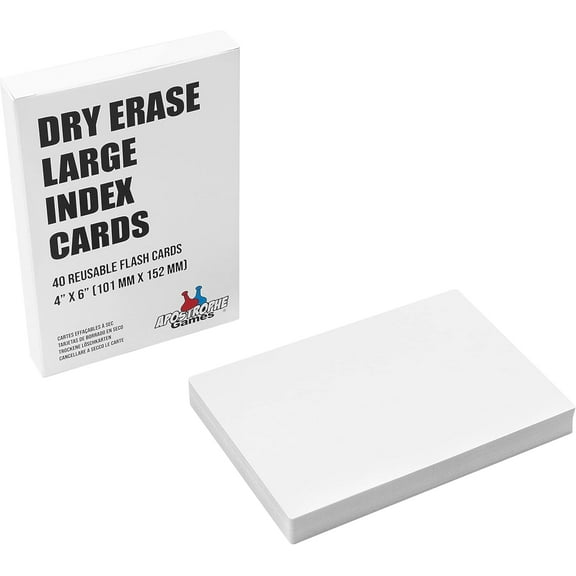Dry Erase Index Cards - Reusable Flash Cards (40 Large Index Cards)