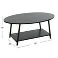 thumbnail image 2 of Household Essentials Jamestown Oval Coffee Table with Storage Shelf Black Oak Wood Grain and Black Metal, 2 of 7