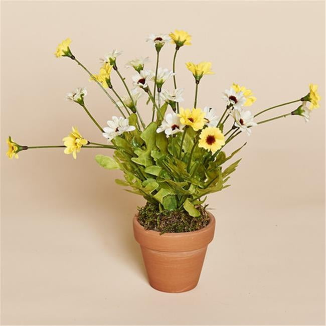 Harvest of Barnstable SGDP 9 inch Silk Flowers in Clay Pots Set of 2