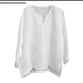 thumbnail image 2 of Kureaily Men's Casual Linen Cotton Tops Baggy Solid Color Long Sleeve Tee Summer Loose V-Neck Shirt, 2 of 6