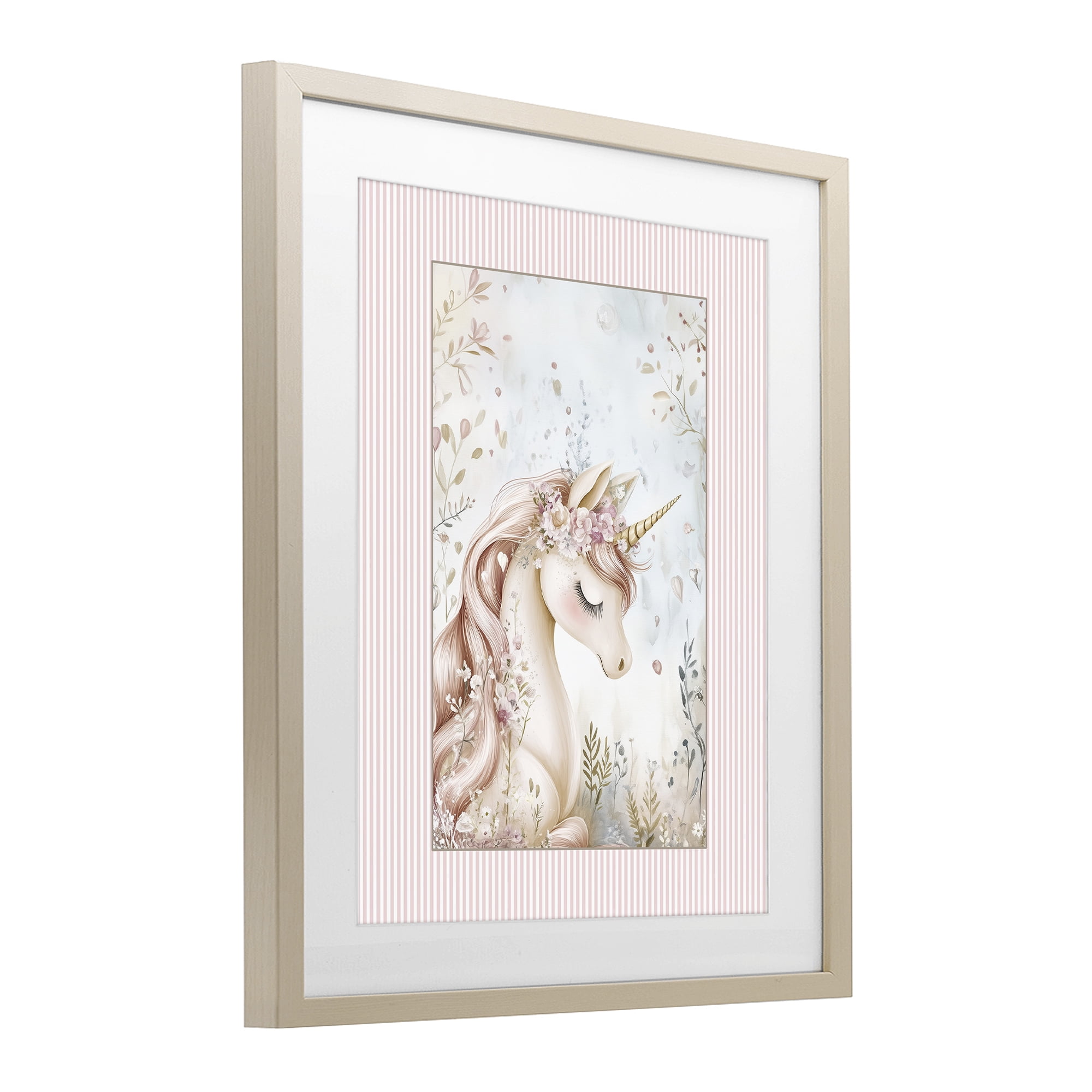 Stupell Industries Enchanted Dreams Unicorn Birch Framed Print Under Glass, design by Christine Simpson Art