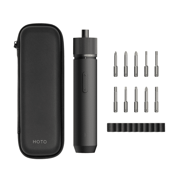 HOTO W1 4V Cordless Rechargeable Electric Screwdriver, 3 Torque Settings, 10 S2 Bits, LED, USB-C Ideal for DIY, Furniture Assembly, Electronic Repair