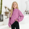 thumbnail image 2 of Mercatoo Girls Mock Neck Sweatshirt Kids Oversized Turtleneck Pullover Sweatshirts Trendy 𝐘2K Hoodies Plain Warm Top, 2 of 5