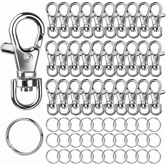 240PCS Lobster Claw Clasps and Key Rings, Keychain Making Kit, 120PCS Keychain Clips and 120PCS Key Chain Ring, for Keychains, Lanyard, Jewelry Making, Art Crafts, Silver