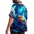 thumbnail image 3 of Starry Shark Men's Hawaiian Printed Short Sleeve Button Down Casual Beach Shirt's, Unisex, 3 of 6