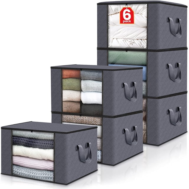 Bolsa de almacenamiento para edredón de dormitorio, caja de almacenamiento no tejida, tela para ropa, caja de almacenamiento para cama, 6 piezas Vhermosa Cajas Organizadoras