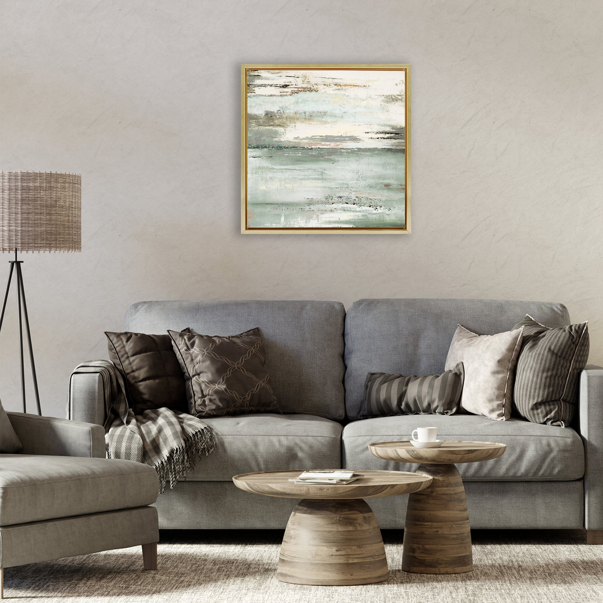 Stupell Industries The Seafoam Ones Abstract Gold Framed Floater Canvas Wall Art, design by Patricia Pinto