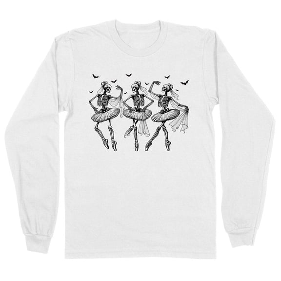 Ballet Skeletons Long Sleeve Shirt Unisex Large White