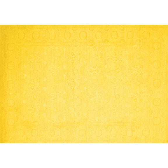 Ahgly Company Machine Washable Indoor Rectangle Solid Yellow Modern Area Rugs, 5' x 7'