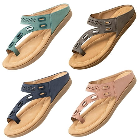 

New Beach Sandal for Women Flat Sole Casual Soft Flip-Flops Ring Open Toe Slide Sandal Women Shoes Comfy Platform Orthopedic Bunion Corrector