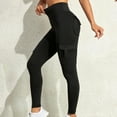 thumbnail image 2 of CFLVAEK Cargo Yoga Pants for Women with Pockets Casual High Waisted Running Hiking Leggings Tummy Control Stretch Legging Solid Color Workout Pant Black XS, 2 of 8