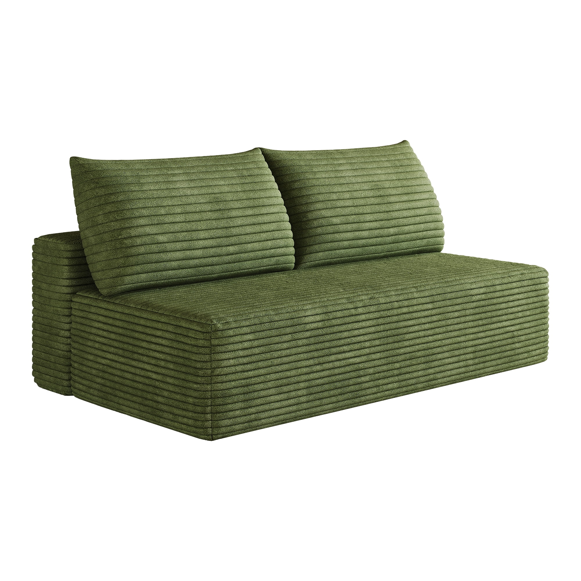 Leumius Cloud Sectional Couch,Modern Modular Sofa with Deep Seat and Backrest,Upholstered Plush Corduroy Fabric Sofa Couch with 2 Pillows for Living Room Bedroom,No Assembly,Green