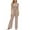 Beige#3, variant on Womens 2 Piece Ribbed Knit Summer Outfits Crewneck Short Sleeve Crop Sweater Top Wide Leg Palazzo Pants Lounge Sets Purple L