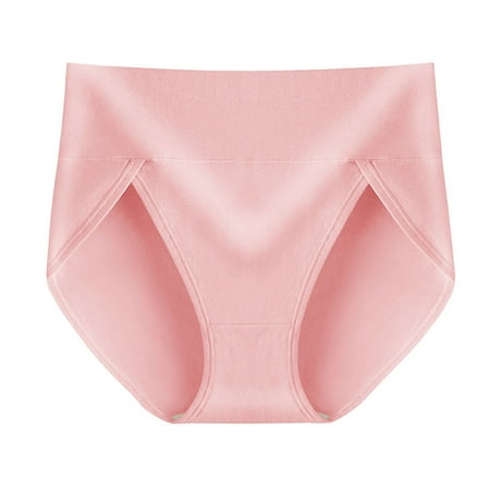 

harmtty Solid Briefs Lift Butt Elastic Waistband High Split Panties for Daily Life Pink 2XL
