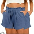 thumbnail image 2 of qolati 2 Pack Womens Casual Shorts High Waisted Fashion Beach Cruise Shorts Cute Comfy Summer Bermuda Shorts with 2 Pockets, 2 of 8