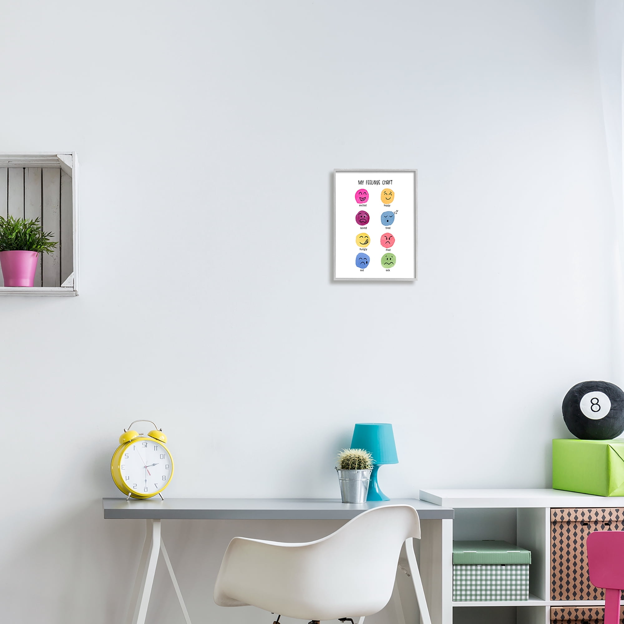 Stupell Industries Children's Feelings Chart Typography Painting Gray Framed Art Print Wall Art, 11 x 14