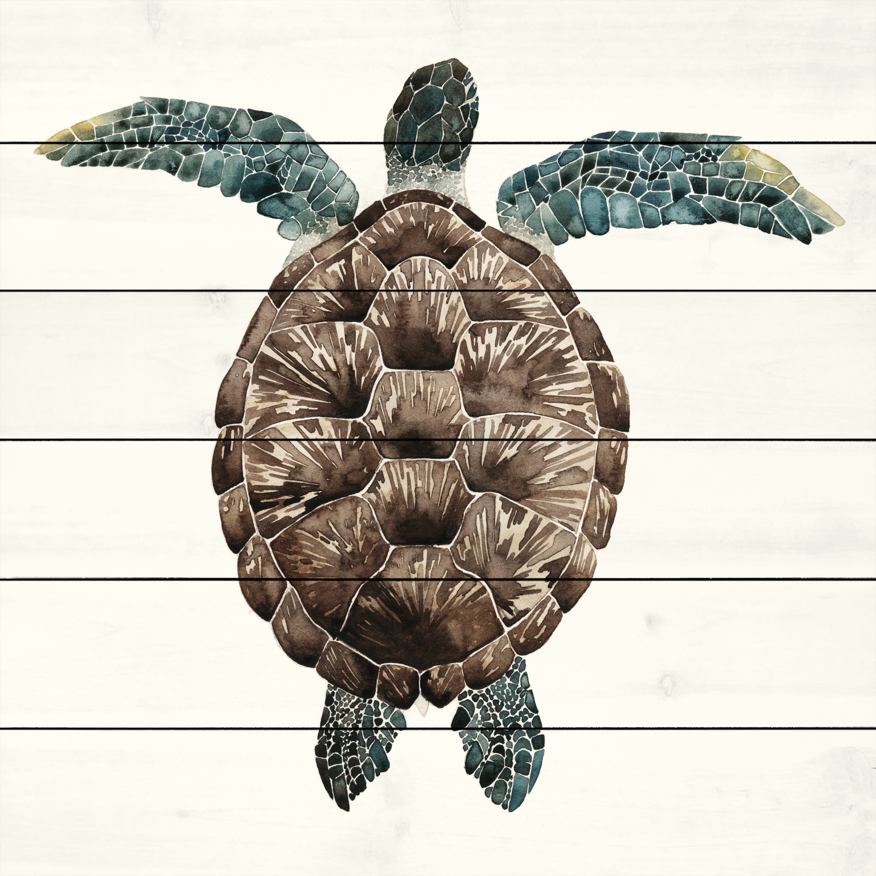 Marmont Hill "Mosaic Turtle I" Painting Print on White Wood