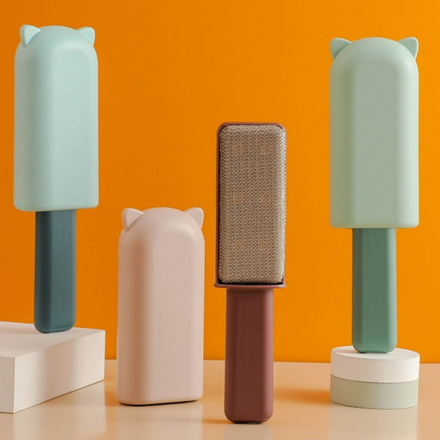Cepillo electrostático portátil para ropa, muebles y pelo de mascotas - Rodillo de pelusa de doble cara con compartimento de almacenamiento