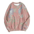 thumbnail image 4 of Tiweut Sweatshirt for Women Floral Print Sweatshirt Loose Pullover Hoodless Crewneck Long Sleeve Tops, 4 of 4