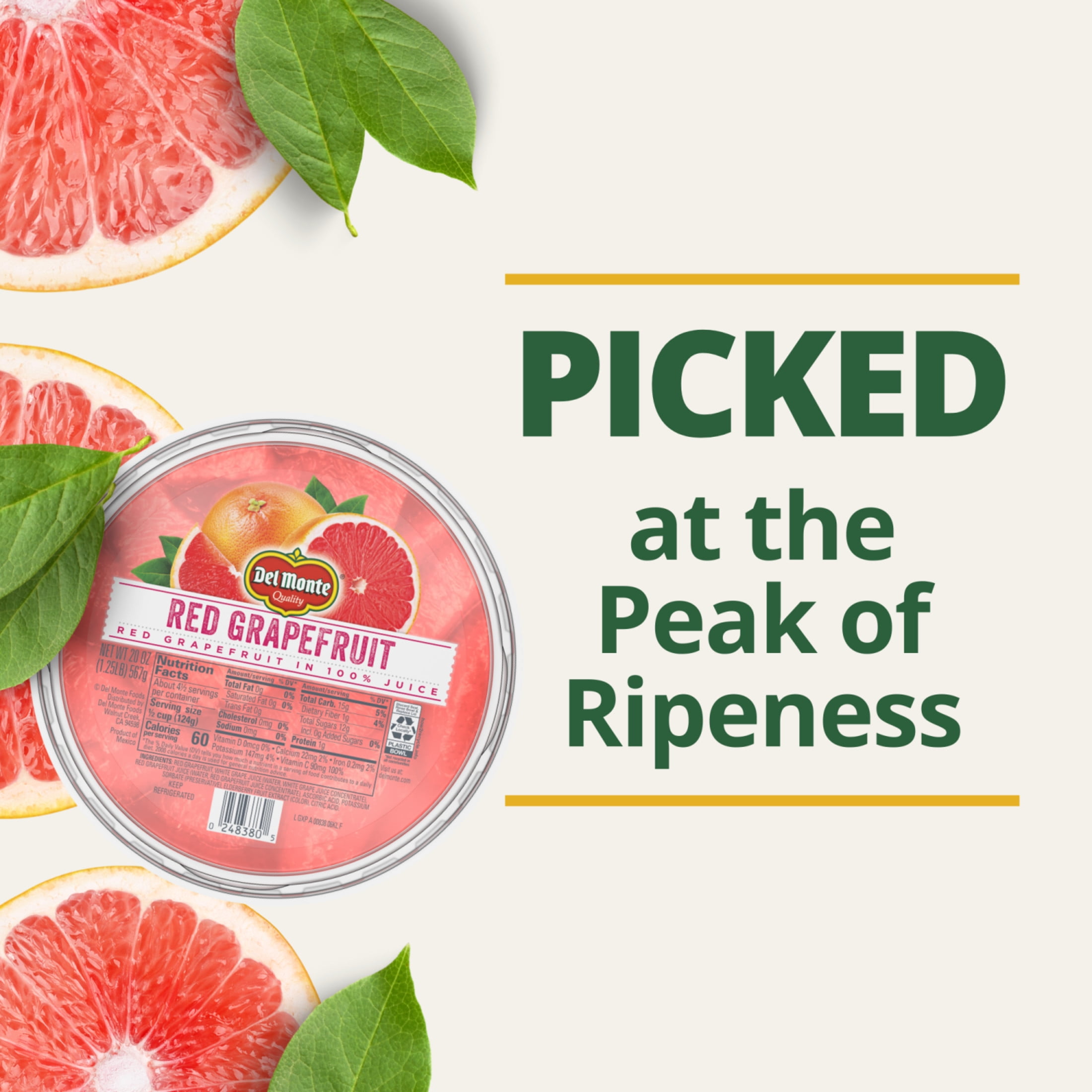 Del Monte Red Grapefruit in 100% Juice, 20 oz. Bowl