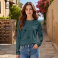 thumbnail image 5 of Women's Star Print Round Neck Long Sleeve Sweatshirt, Loose Fit Casual Pullover Top with Five-Point Star Pattern for Daily Wear, Street Fashion and All Season Comfort Light Green M, 5 of 10