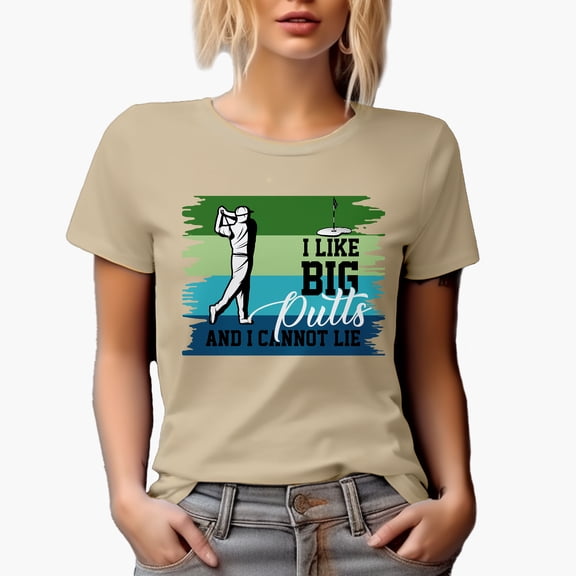 Big Putts or Putter Lover Quote, Golf Player, Golfing or Golfer Themed Merch Gift, Tan T-Shirt, S