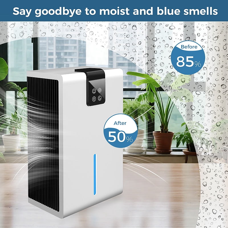 Portable Dehumidifier, 2.8L Water Tank, 3-in-1 Dehumidifier with Air Purifier & Dryer Function, 90W Ultra-Quiet Dehumidifier for Home Bedroom Bathroom, White