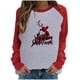 thumbnail image 1 of Camisas Navideñas Para Mujer, Camisetas de Manga Larga, Moda de Retazos, Cuello Redondo, Blusa Holgada Con Estampado de Otoño Odeerbi  ODB198603, 1 of 5