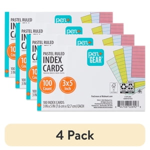 Ruled Index Cards, Pastel Colors, 3" x 5", 400 Count