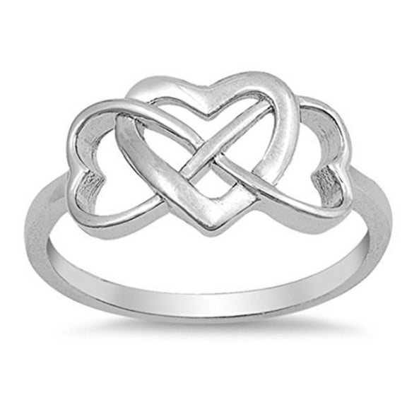Infinity Heart Ring Band 925 Sterling Silver Size 4