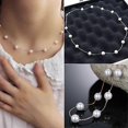 thumbnail image 2 of Collar de una sola capa ajustable de aleación para mujer, cadena de clavícula con perlas de imitación para boda, dorado, código de producto 51610 dorado, 2 of 5